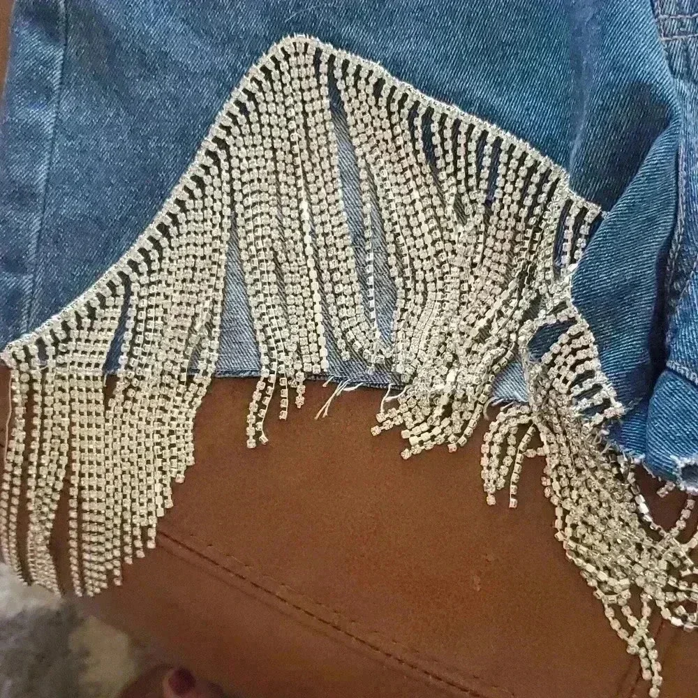 Rhinstone jean shorts